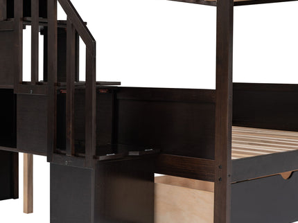Bunk Bed With Shelfs, Storage Staircase And 2 Drawers