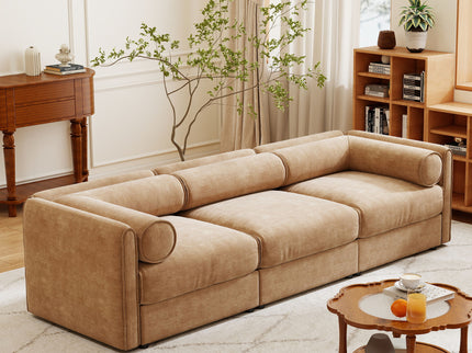 Stylish Sofa With Storage Seat And Cylindrical Backrest