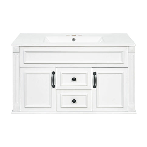 French Simple Style Wall Mounted Bathroom Cabinet With Sink
