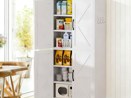 Kitchen Pantry Cabinet With Adjustable Shelves, Heavy Duty Storage - White