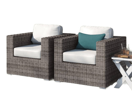 Grade - Club Patio Chair With Sunbrella Cushions (Set of 2) - Gray Mix / White