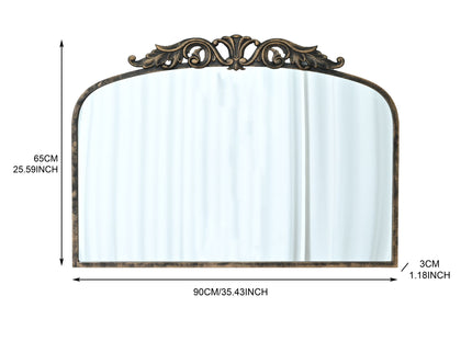 Handmade Arched Mirror, Ornate Baroque For Entryway - Antique Bronze
