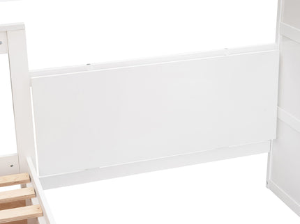 L Shaped Bunk Bed With 3 Drawers, Portable Desk And Wardrobe