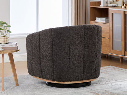 Swivel Upholstered Barrel Chair With Metal Base