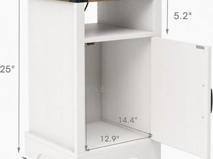 Farmhouse Nightstand With Charging Station & Storage