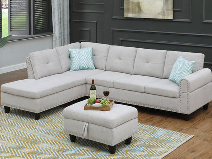 Alger - Left Hand Facing Sofa & Chaise With Ottoman