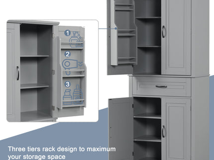 Bathroom Storage Cabinet With Doors And Drawer, Adjustable Shelf