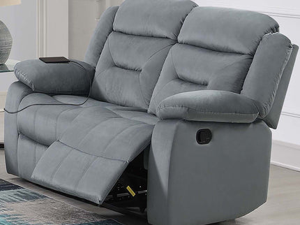 Modern Loveseat With Pillow Arms, Plush Backrest, Horizontal Tufting, USB Port