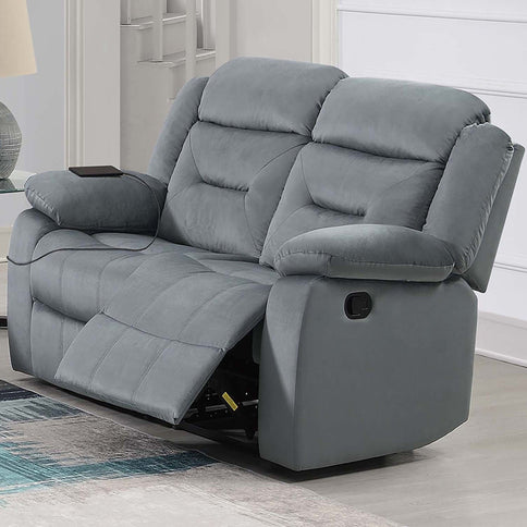 Modern Loveseat With Pillow Arms, Plush Backrest, Horizontal Tufting, USB Port