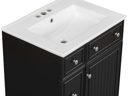 Transitional Style Bathroom Vanity Cabinet With Ceramic Sink