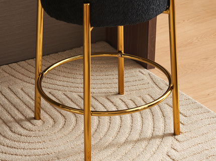 Round Bar Stools (Set of 2), Contemporary Upholstered Dining Stools For Kitchens, Coffee Shops And Bar Stores - Legs