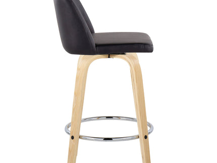 Toriano - Contemporary Fixed-Height Counter Stool With Swivel And Round Footrest (Set of 2)