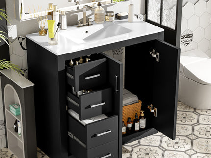Bathroom Vanity With Sink Combo, Storage Cabinet, Freestanding Set With 3 Drawers & Soft Closing Doors