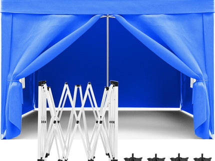 10'X10' Folding Canopy With 4 Removable Sidewalls Outdoor Event Shelter UPF 50+ Gazebo Portable Tents For Parties Beach Camping Wedding Ez Pop Up Canopy 4 Pieces Weight Bag + Carry Bag