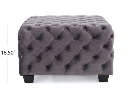 Modern Glam Ottoman With Upholstery And Button Tufted Design