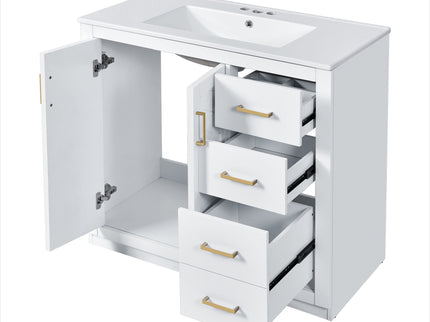 Bathroom Vanity With Sink Combo, Storage Cabinet, Freestanding Set With 3 Drawers & Soft Closing Doors