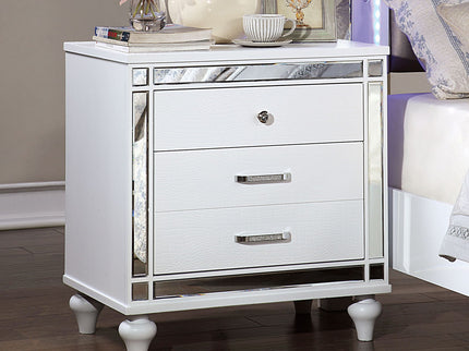 Contemporary Nightstand With Crocodile Textured Trim