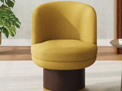 Round Swivel Accent Chair With Ergonomic Backrest For Living Room