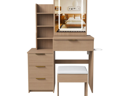 Modern Vanity Desk With 3 LED Lighting Modes, 4 Drawers