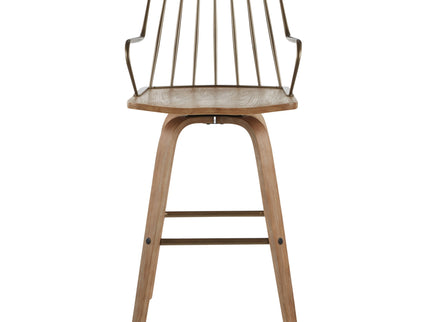 Preston - Farmhouse Counter Stool - White Washed / Antique Copper