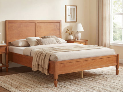 Classic Platform Bed Frame With Panel Headboard