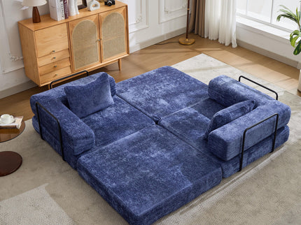 Convertible Floor Sofa Bed With Pillow Back Support Armrest