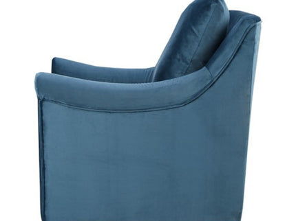 Swivel Chair With Curved Arms And Straight Back - Blue