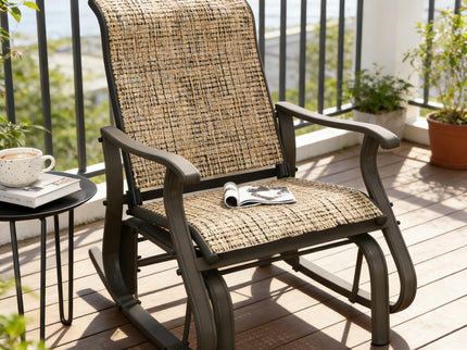 Outdoor Glider Swing Chair With Smooth Motion - Brown / Brown Mix