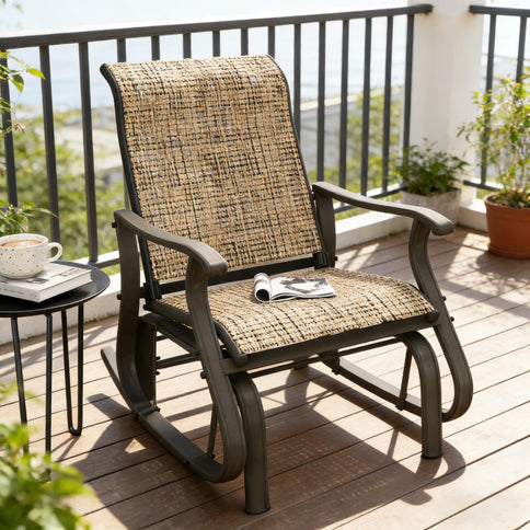 Outdoor Glider Swing Chair With Smooth Motion - Brown / Brown Mix