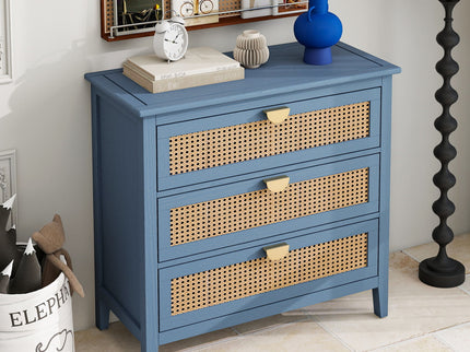 3 Drawer Cabinet, Natural Rattan, American Furniture