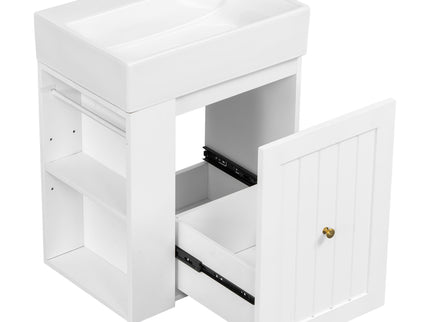 Modern Bathroom Vanity With Sink, Storage Cabinet, Drawer & Side Shelf