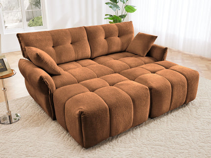 Sofa Set With Ottoman And Pillows, Textured, High Resilience Cushions