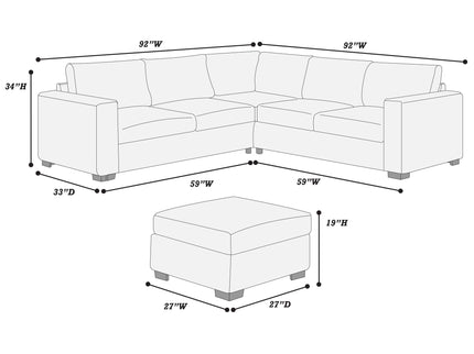 Contemporary Sectional Set With Ottoman