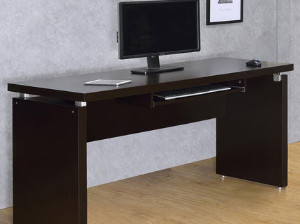 Floating - Top Computer Desk With Pullout Keyboard Shelf - Brown