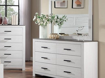 1 Piece Dresser 2 Tone Sleek 6 Drawers Bedroom Furniture - White
