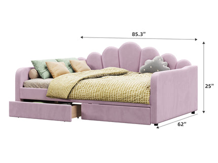 Shell Shaped Upholstered Daybed Frame With Slats