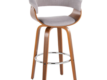 Vintage Mod - Mid Century Modern Fixed Height Barstool With Swivel With Round Footrest (Set of 2)