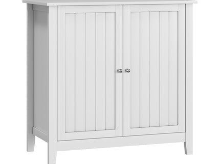 Mid Century Modern Double Door Storage Cabinet With Knobs - White