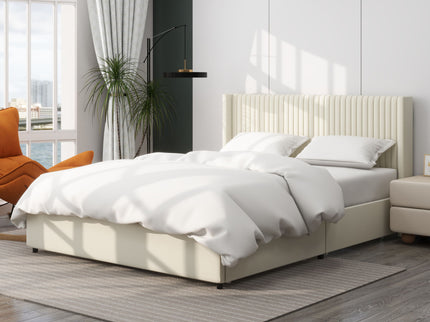 Anna - Upholstered Wingback Platform Bed With 4 Drawers Storage