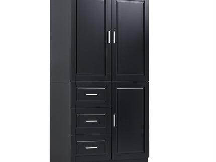 Tall And Wide Storage Cabinet With Doors, 3 Drawers