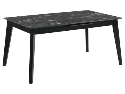 Bellingham - Dining Table With Self Storing Extension Leaf - Black Marble-Look Sintered Stone