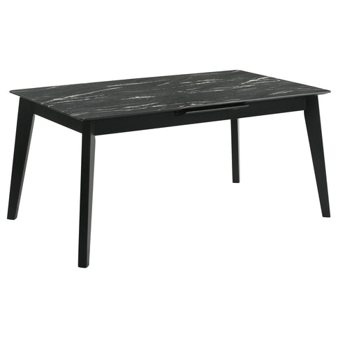 Bellingham - Dining Table With Self Storing Extension Leaf - Black Marble-Look Sintered Stone