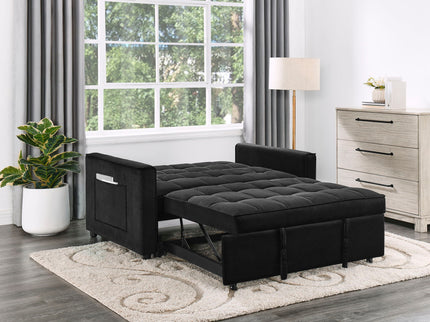Maeve - Convertible Sleeper Loveseat With Tufting and Side Pocket - Black
