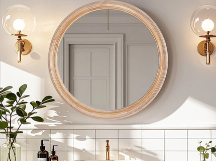 Round Wall Mirror With Ribbed Frame