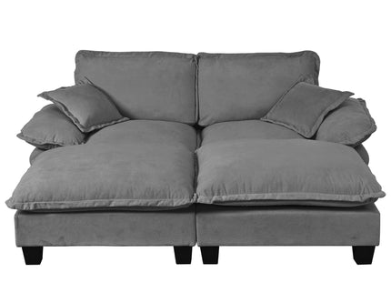 Modular Sectional Sofa With Movable Ottoman & Pillows