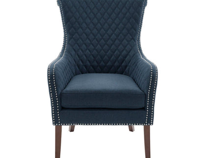 Accent Chair With Quilted Back And Silver Studs - Dark Blue