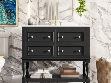 Bathroom Vanity Cabinet With Undermount Sink, 4 Drawer Set