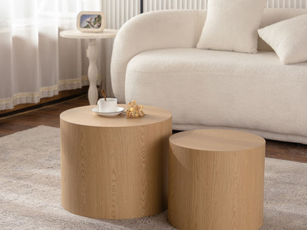 Round Nesting Coffee Table For Small Space (Set of 2)