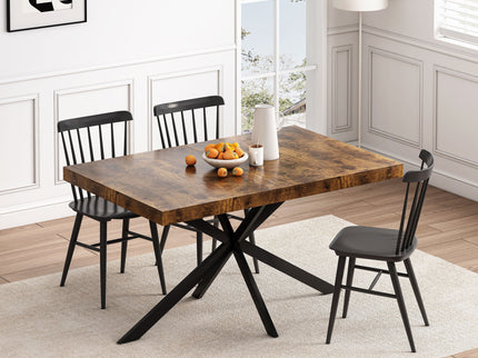 Retro Rectangular Stretch Dining Table With Embossed Center Plate