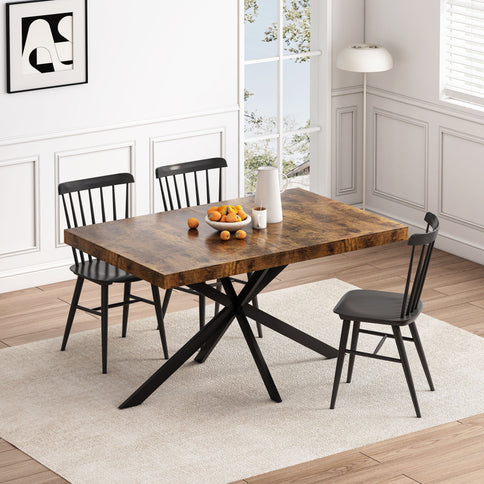 Retro Rectangular Stretch Dining Table With Embossed Center Plate